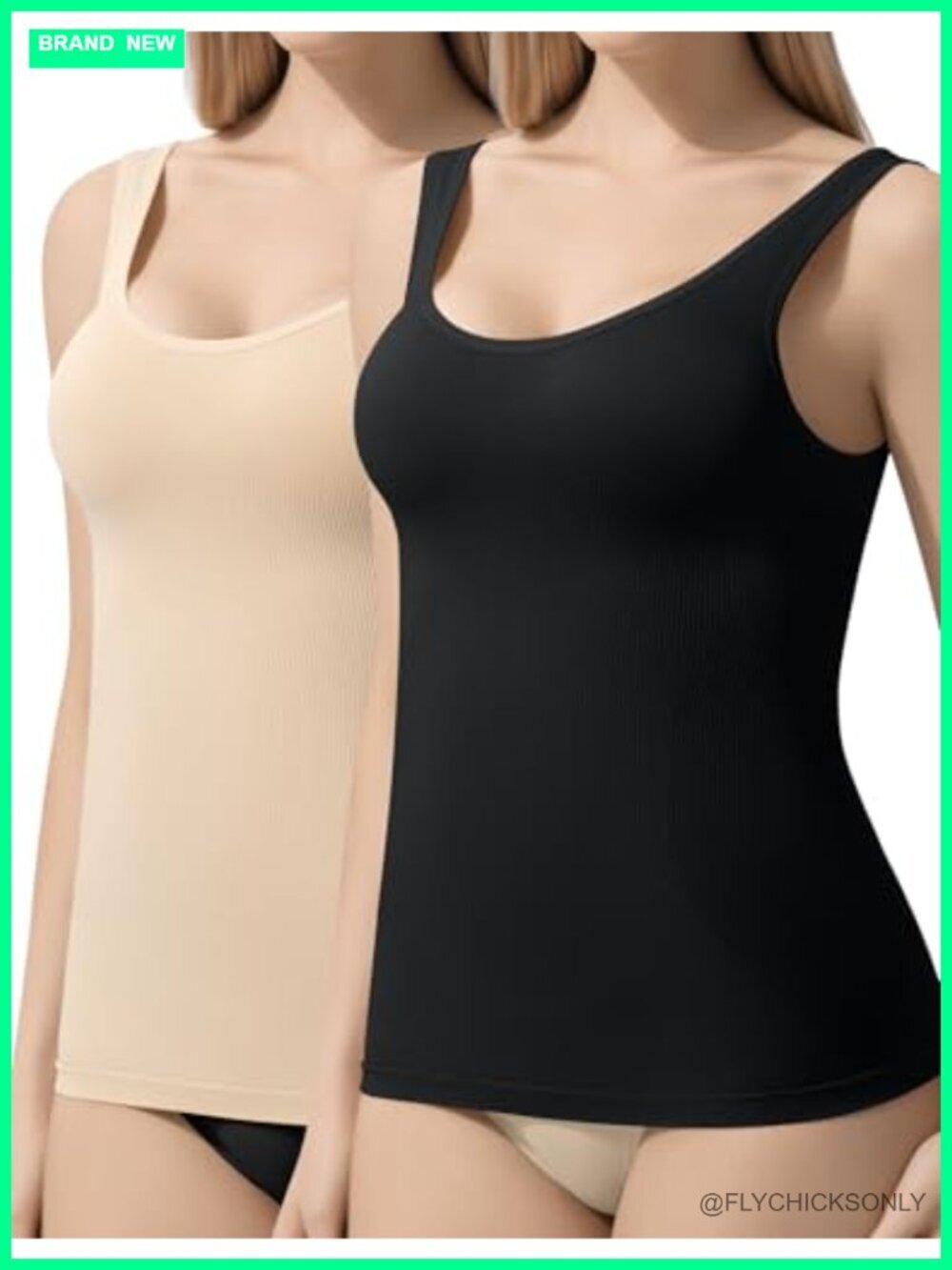 Shapewear Tummy Control Backless Compression Tank - Low Scoop Back No-Bra Cami